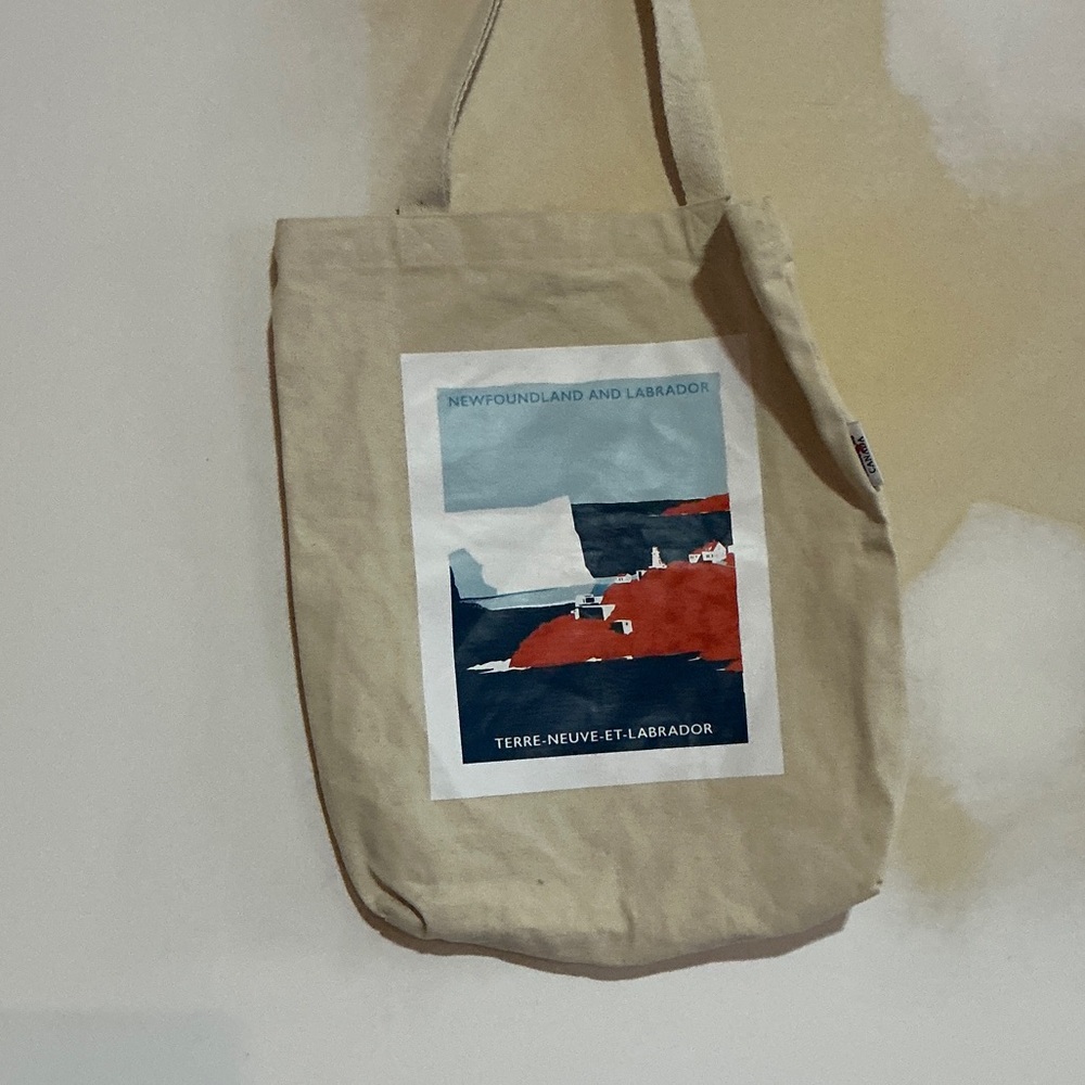 Beige Tote Bag with Graphic Print Newfoundland & Labrador